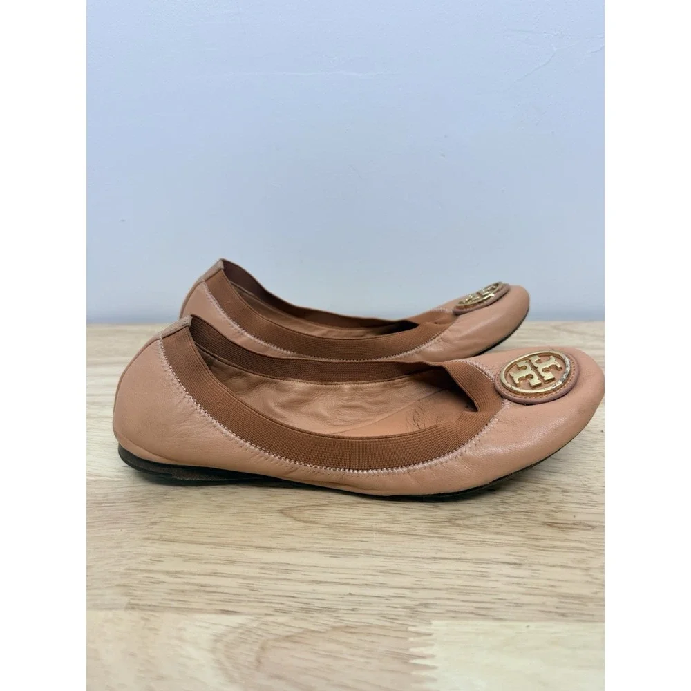 Tory Burch Women's Pale Pink Caroline Ballet Flat Shoes 8 M Logo Designer #9 - Picture 3 of 15